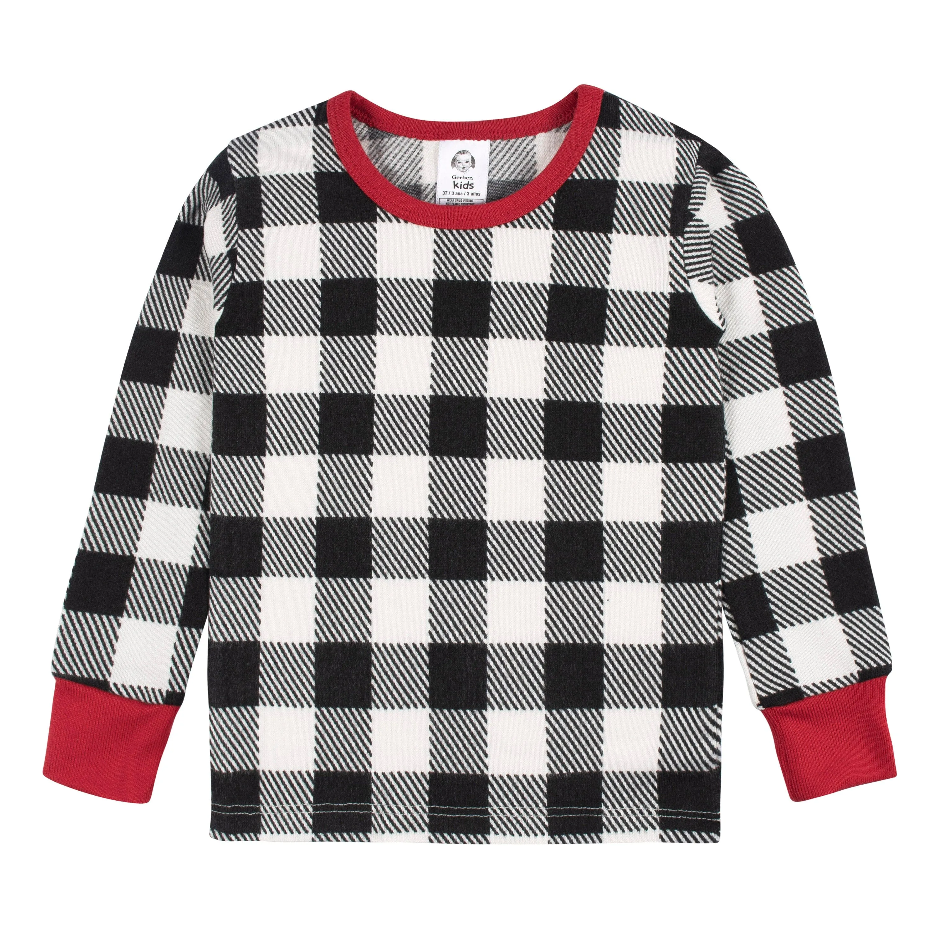 2-Piece Infant and Toddler Neutral Buffalo Plaid Hacci Snug Fit Pajama Set