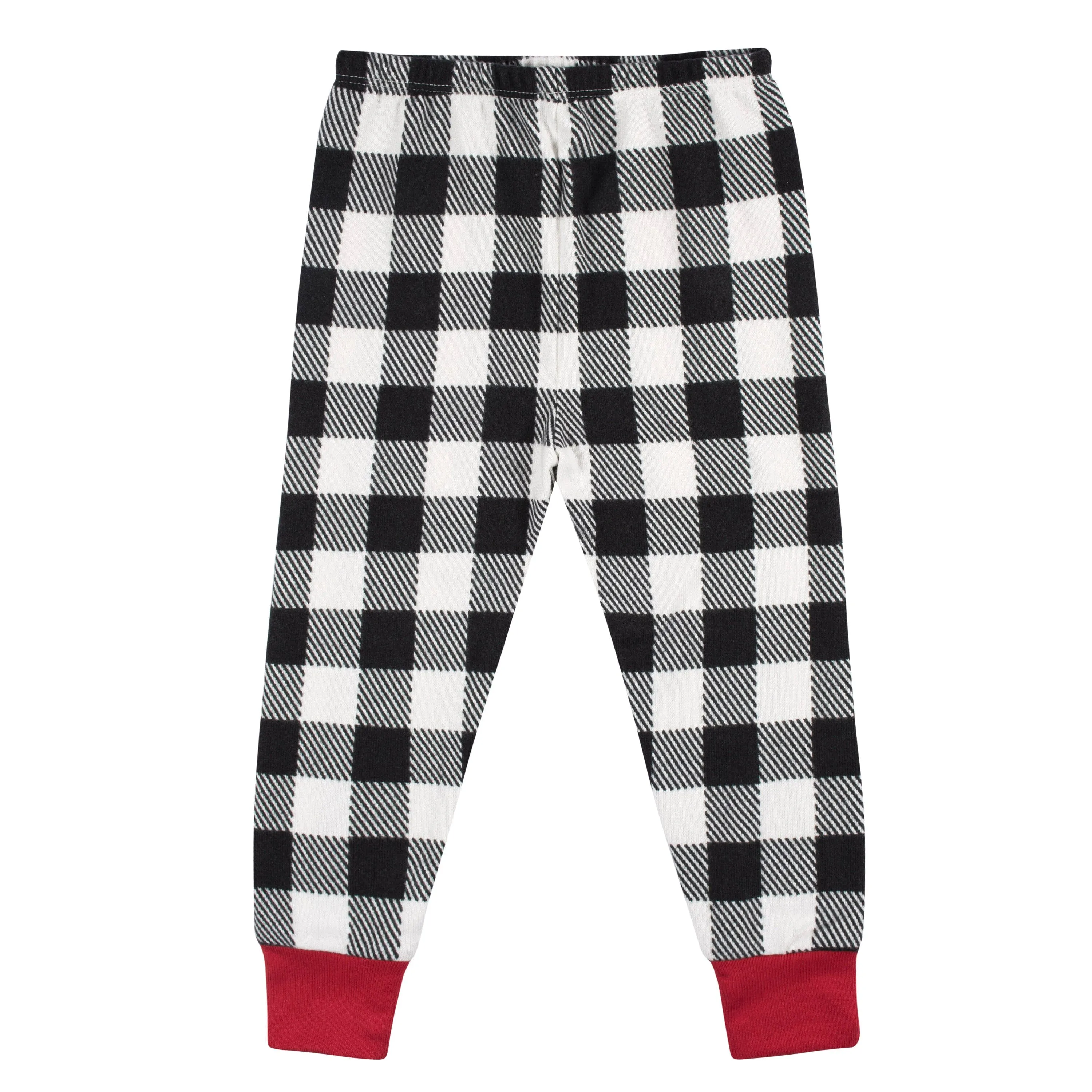 2-Piece Infant and Toddler Neutral Buffalo Plaid Hacci Snug Fit Pajama Set