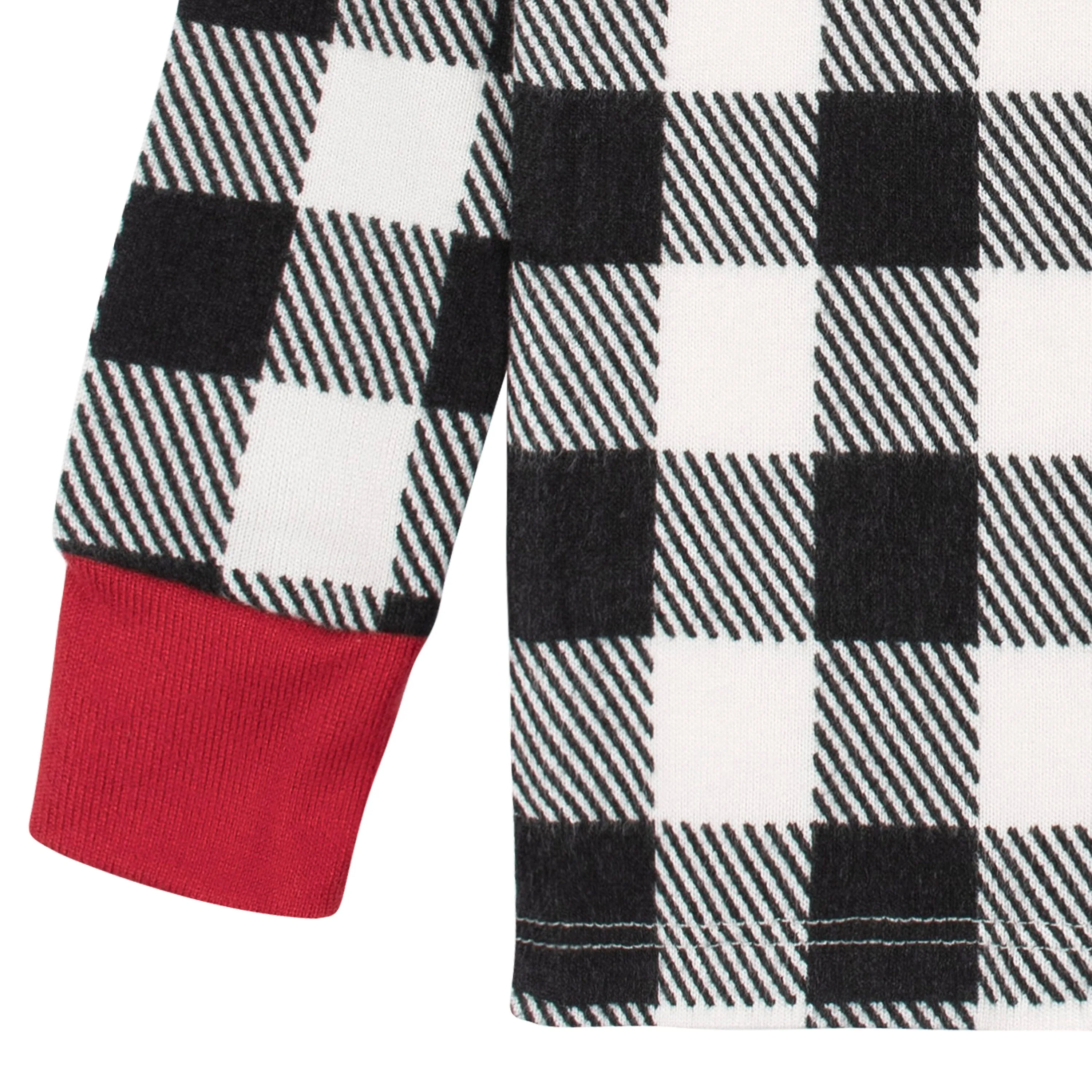 2-Piece Infant and Toddler Neutral Buffalo Plaid Hacci Snug Fit Pajama Set