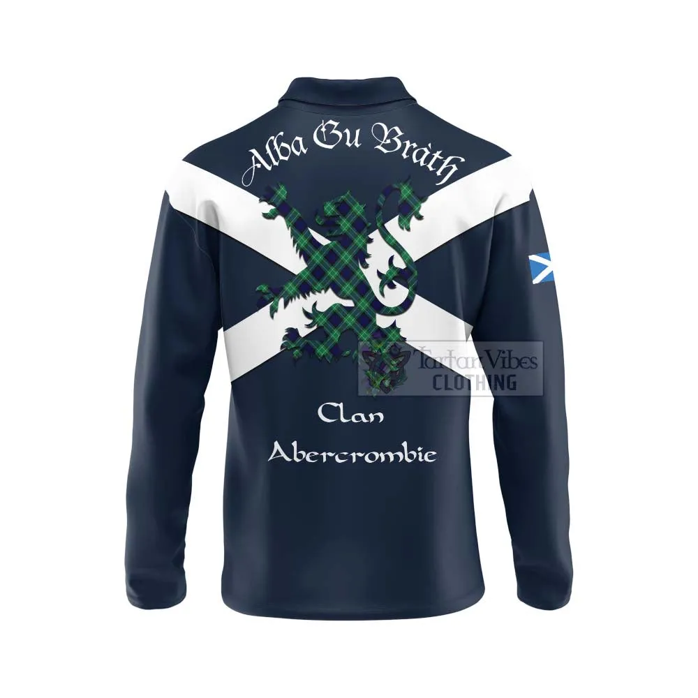 Abercrombie Tartan Lion Rampant Long Sleeve Polo Shirt  Proudly Display Your Heritage with Alba Gu Brath and Clan Name