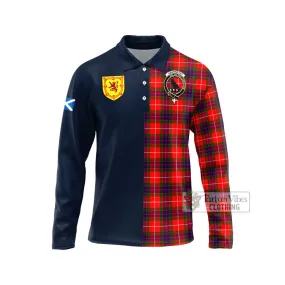 Abernethy Tartan Long Sleeve Polo Shirt Alba with Scottish Lion Royal Arm Half Style