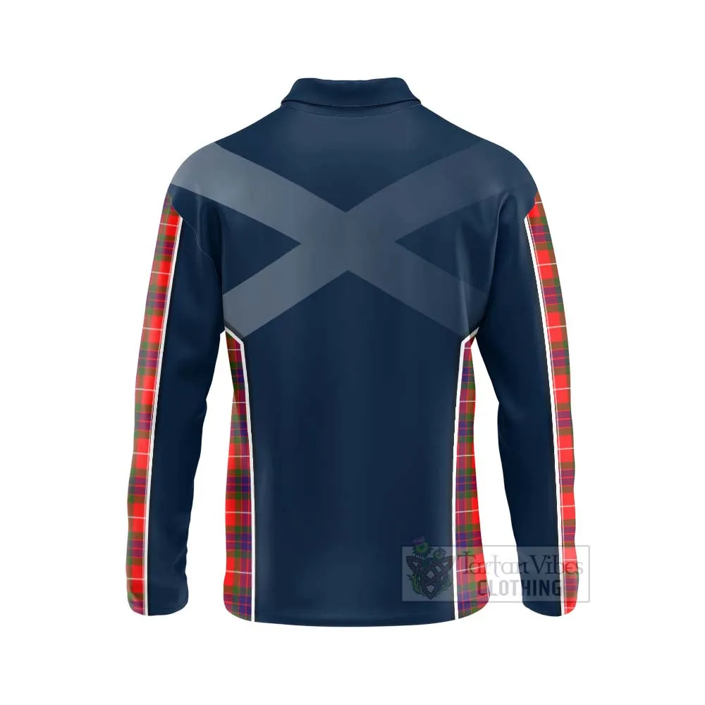 Abernethy Tartan Long Sleeve Polo Shirt with Family Crest and Scottish Thistle Vibes Sport Style