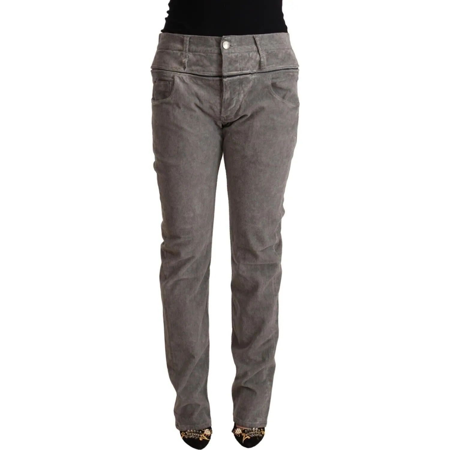 Acht Chic Gray High Waist Straight Fit Jeans