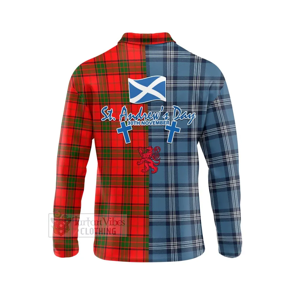 Adair Tartan Long Sleeve Polo Shirt Happy St. Andrew's Day Half Tartan Style