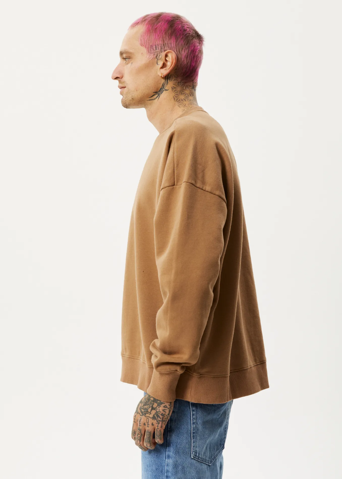 Afends Unisex Vital - Unisex Recycled Crew Neck Jumper - Camel