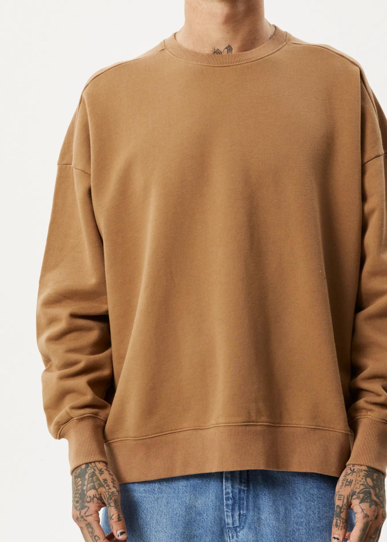 Afends Unisex Vital - Unisex Recycled Crew Neck Jumper - Camel