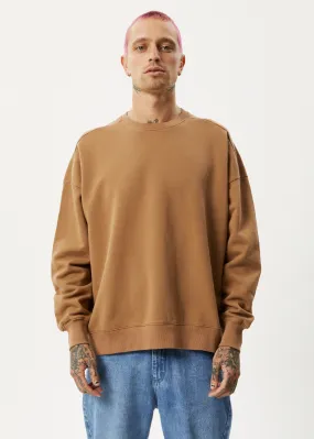 Afends Unisex Vital - Unisex Recycled Crew Neck Jumper - Camel