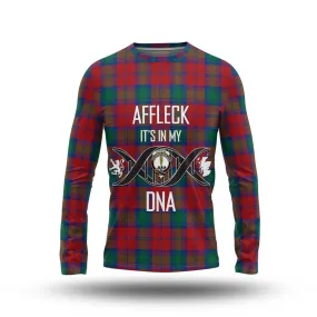 Affleck Tartan Long Sleeve T-Shirt with Family Crest DNA In Me Style