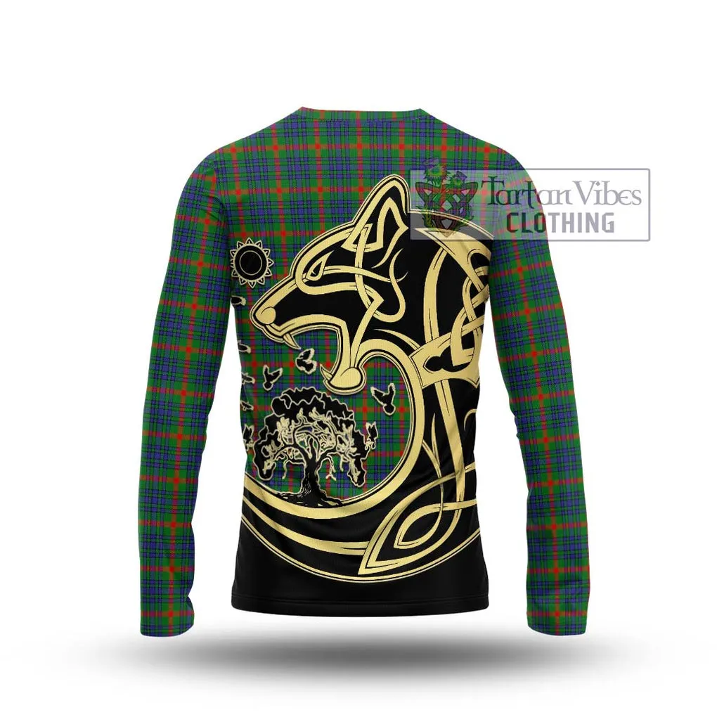 Aiton Tartan Long Sleeve T-Shirt with Family Crest Celtic Wolf Style