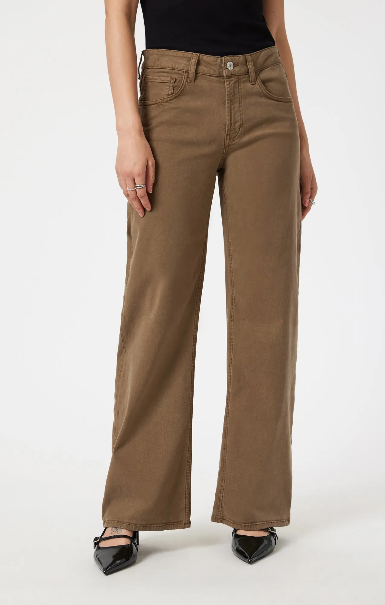 ALENA WIDE LEG IN BRINDLE LUXE TWILL