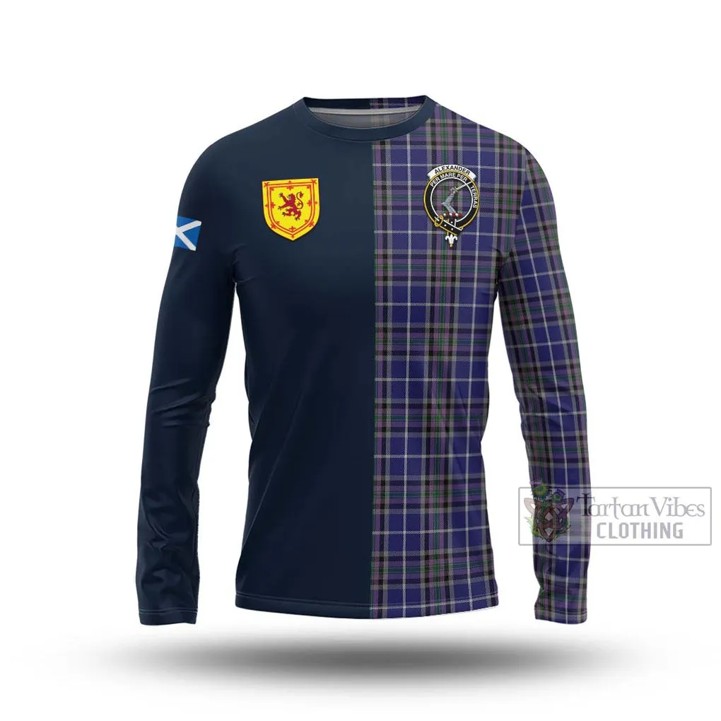 Alexander of Menstry Tartan Long Sleeve T-Shirt Alba with Scottish Lion Royal Arm Half Style