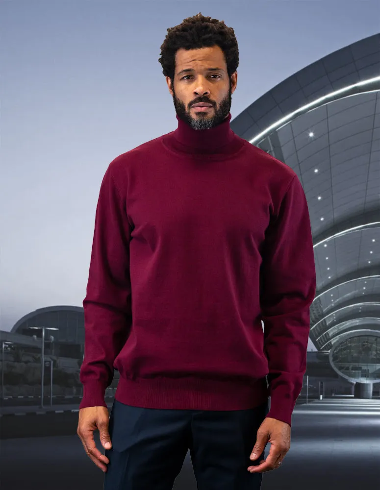 ALL YEAR ROUND MODERN FIT TURTLE NECK SWEATER. WOOL & CASHMERE | Brugundy | TNS-100