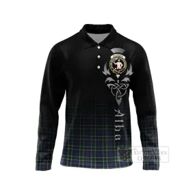 Allardice Tartan Long Sleeve Polo Shirt Featuring Alba Gu Brath Family Crest Celtic Inspired