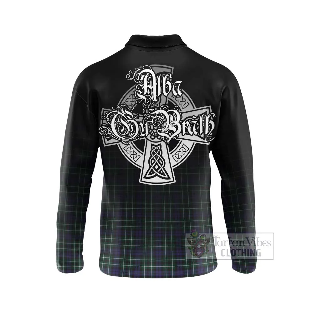 Allardice Tartan Long Sleeve Polo Shirt Featuring Alba Gu Brath Family Crest Celtic Inspired