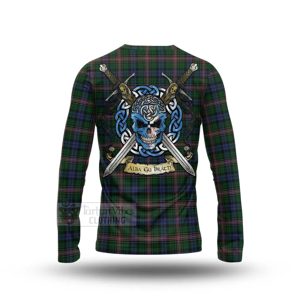 Allison Tartan Long Sleeve T-Shirt with Family Crest Celtic Skull Style