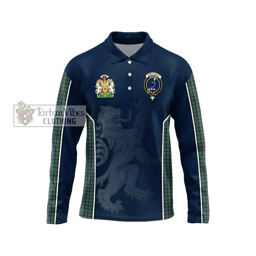 Arbuthnot Tartan Long Sleeve Polo Shirt with Family Crest and Lion Rampant Vibes Sport Style