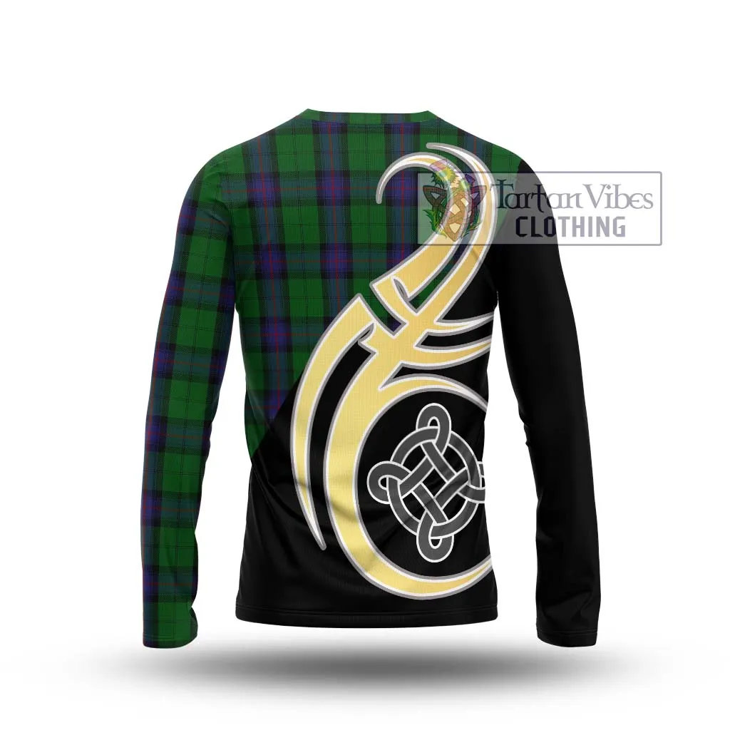 Armstrong Tartan Long Sleeve T-Shirt with Family Crest and Celtic Symbol Style