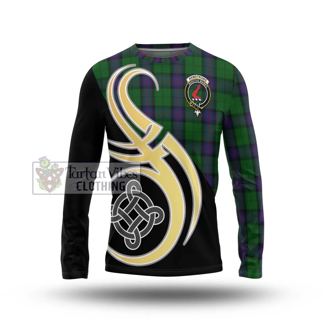 Armstrong Tartan Long Sleeve T-Shirt with Family Crest and Celtic Symbol Style