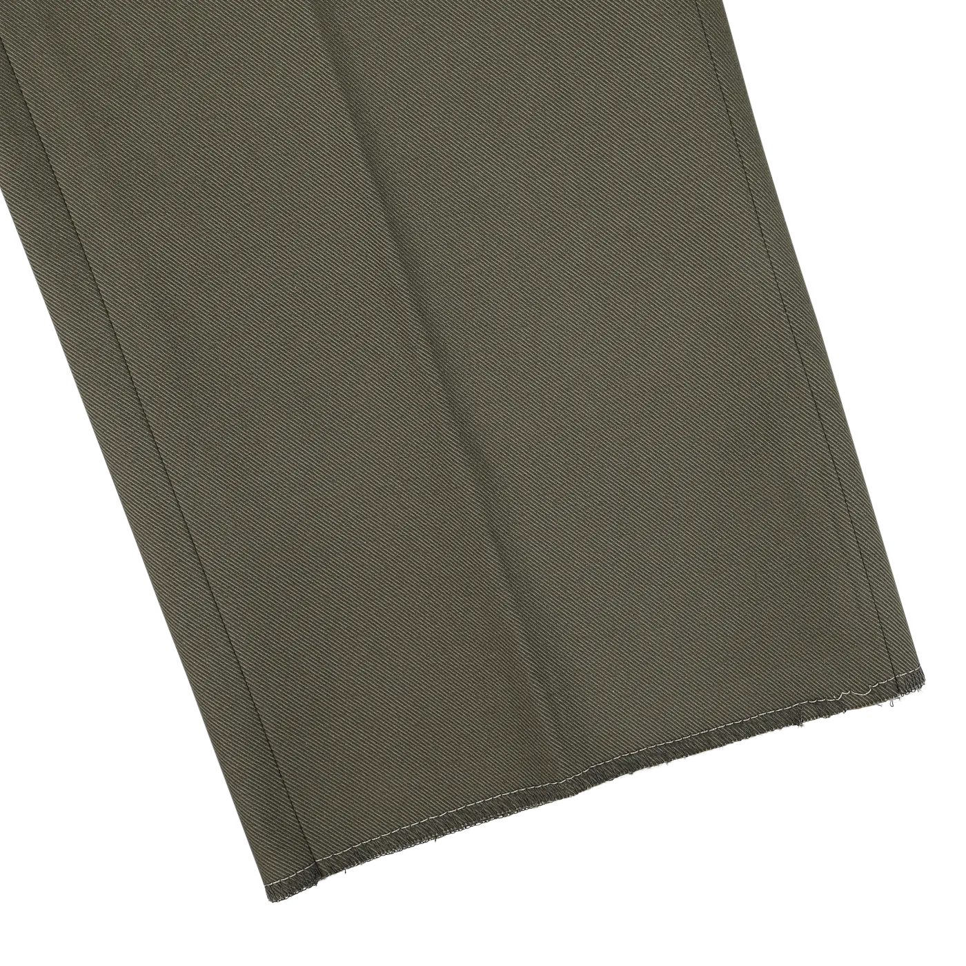 Army Green Cotton Twill Flat Front Trousers