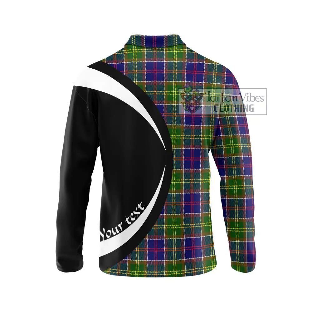 Arnott Tartan Long Sleeve Polo Shirt with Family Crest Circle Style