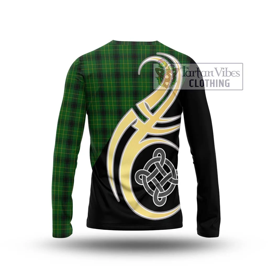 Arthur Highland Tartan Long Sleeve T-Shirt with Family Crest and Celtic Symbol Style