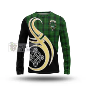 Arthur Highland Tartan Long Sleeve T-Shirt with Family Crest and Celtic Symbol Style