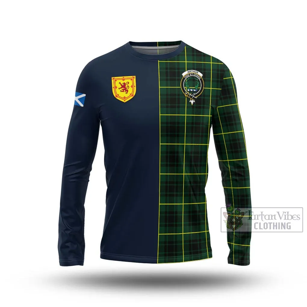 Arthur Modern Tartan Long Sleeve T-Shirt Alba with Scottish Lion Royal Arm Half Style