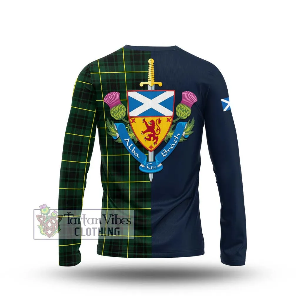 Arthur Modern Tartan Long Sleeve T-Shirt Alba with Scottish Lion Royal Arm Half Style