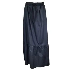 Atlantique Ascoli Black Drawstring Cotton Maxi Skirt