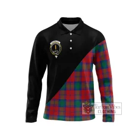 Auchinleck (Affleck) Tartan Long Sleeve Polo Shirt with Family Crest and Military Logo Style