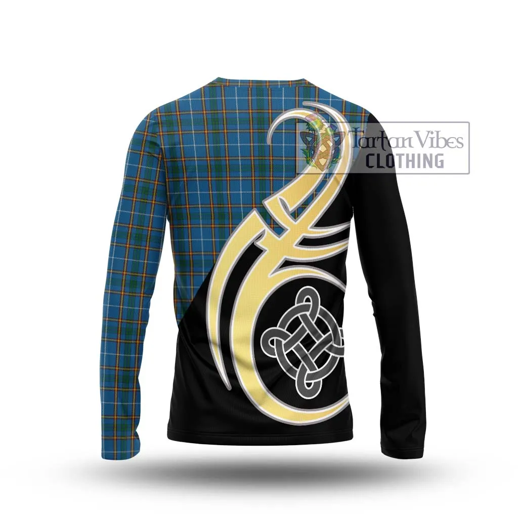 Bain Tartan Long Sleeve T-Shirt with Family Crest and Celtic Symbol Style