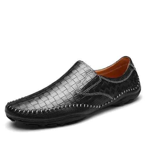 Banggood Shoes Men Leather Woven Style Loafers