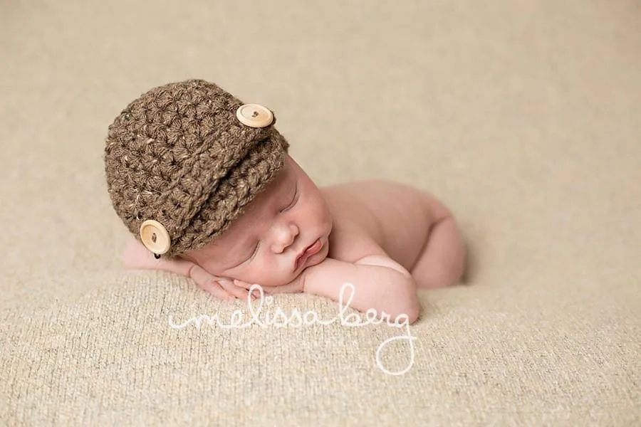 Barley Brown Newborn Newsboy Hat