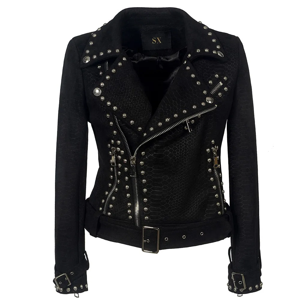 Belt Rivet Gothic Faux Leather PU Jacket