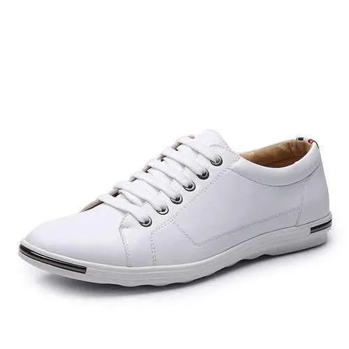 Big Size Men Leather Casual Lace Up Athletic Shoes