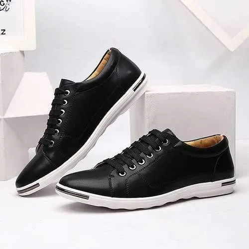 Big Size Men Leather Casual Lace Up Athletic Shoes