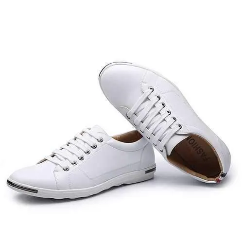 Big Size Men Leather Casual Lace Up Athletic Shoes