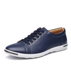 Big Size Men Leather Casual Lace Up Athletic Shoes