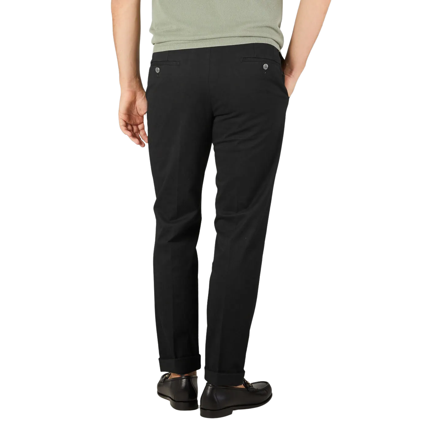 Black Cotton Stretch Regular Fit Chinos