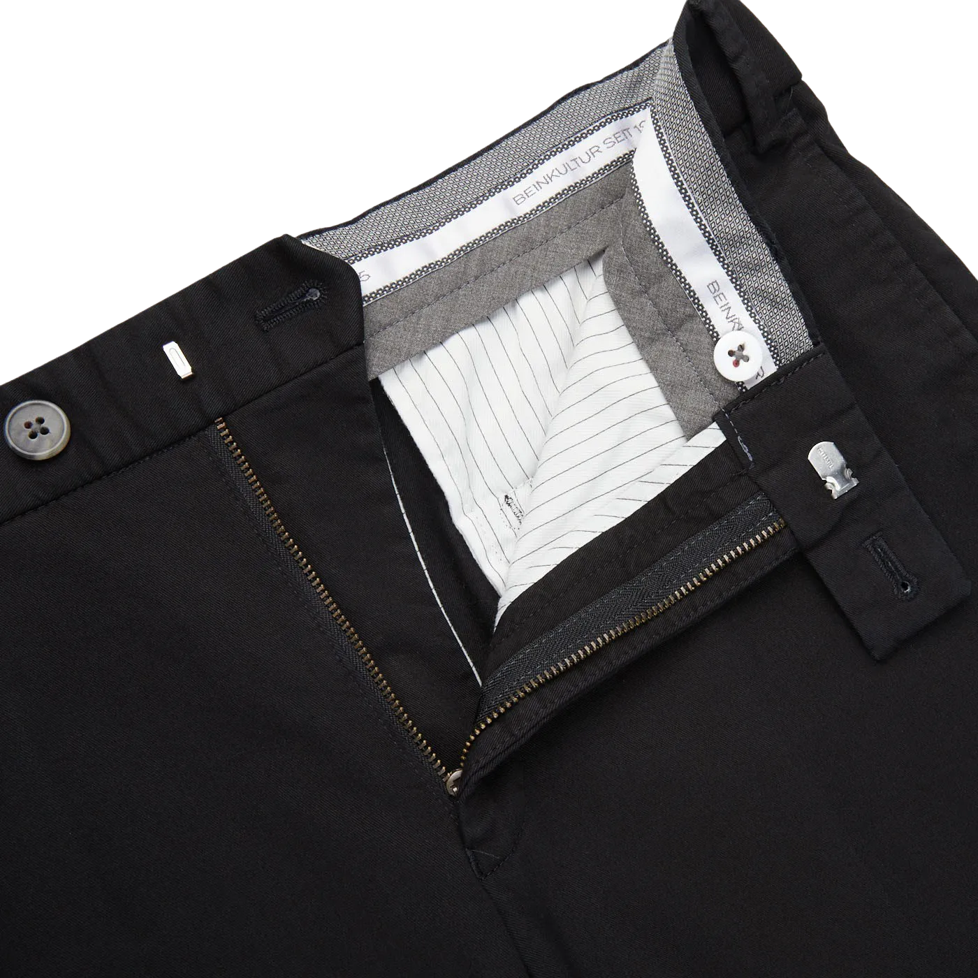 Black Cotton Stretch Regular Fit Chinos