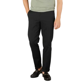 Black Cotton Stretch Regular Fit Chinos