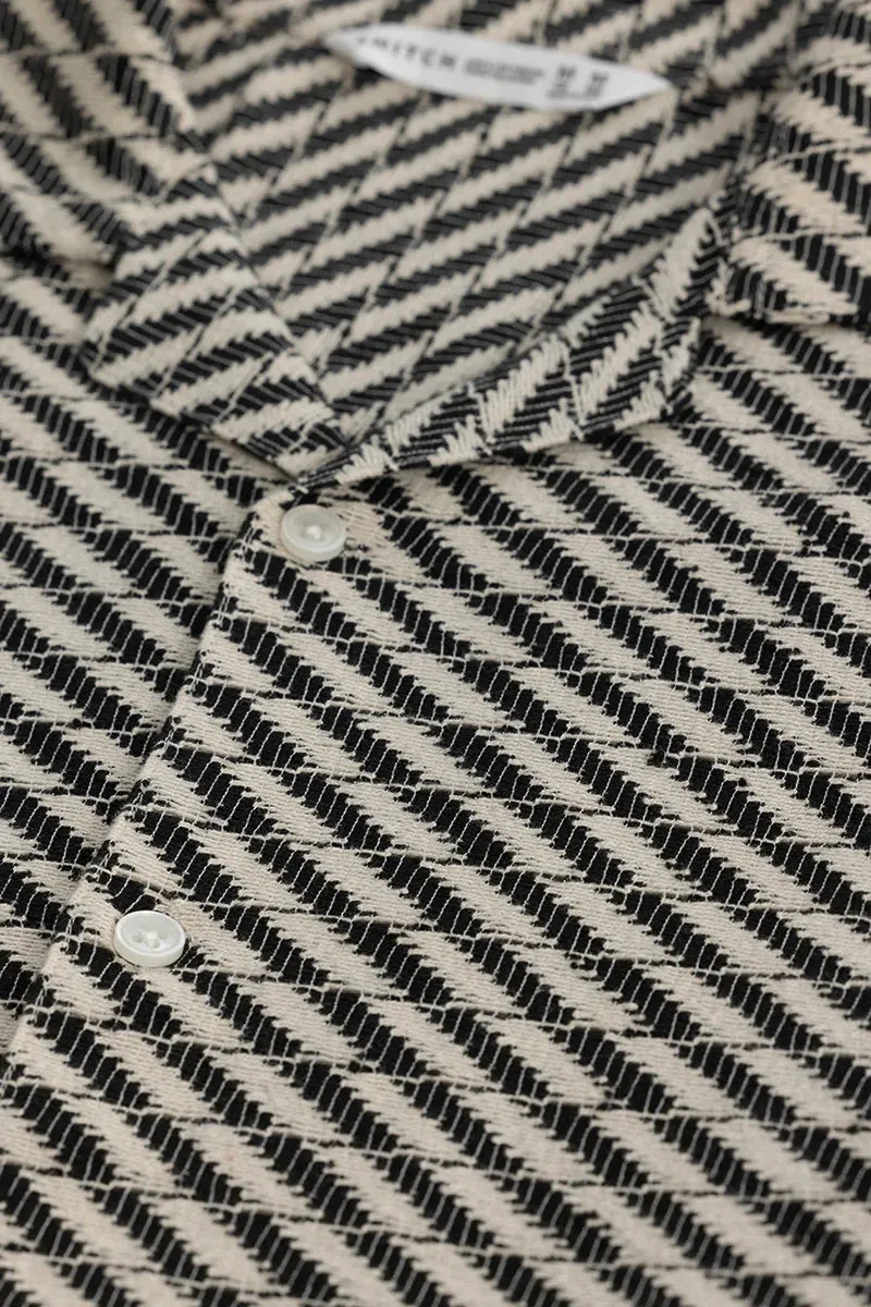 Black Textured Cuban Shirt