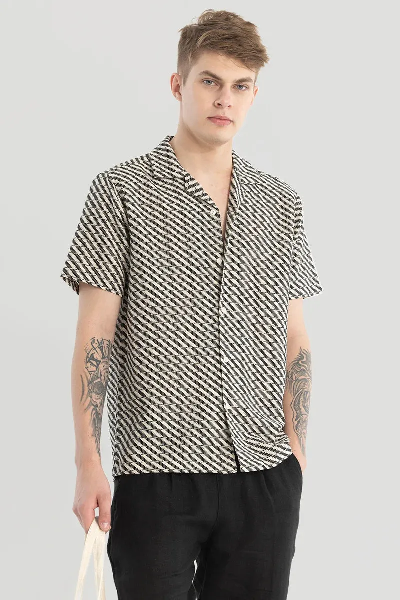 Black Textured Cuban Shirt