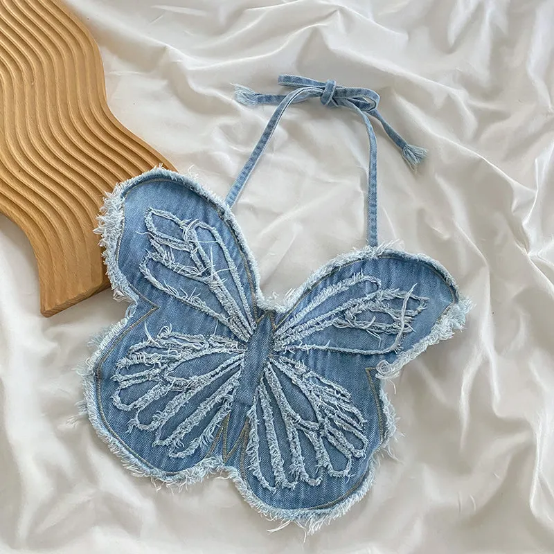 Blue butterfly camisole KF83901