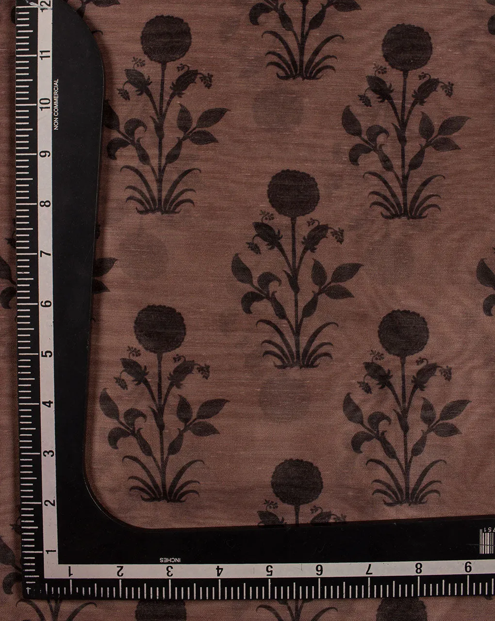 Brown Floral Digital Print Chanderi Fabric