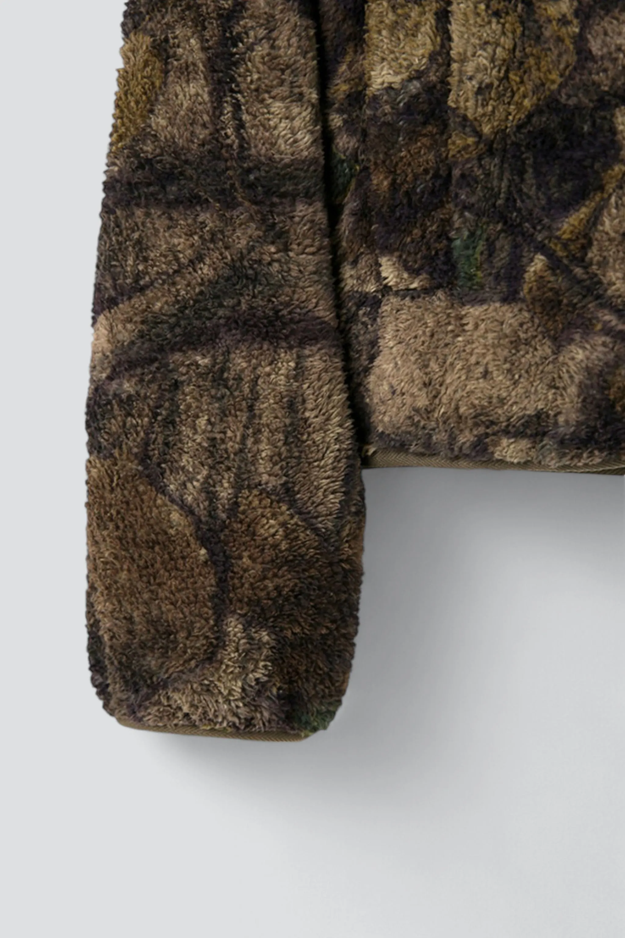 Brown Leaf Camo Printed Fleece Jacket