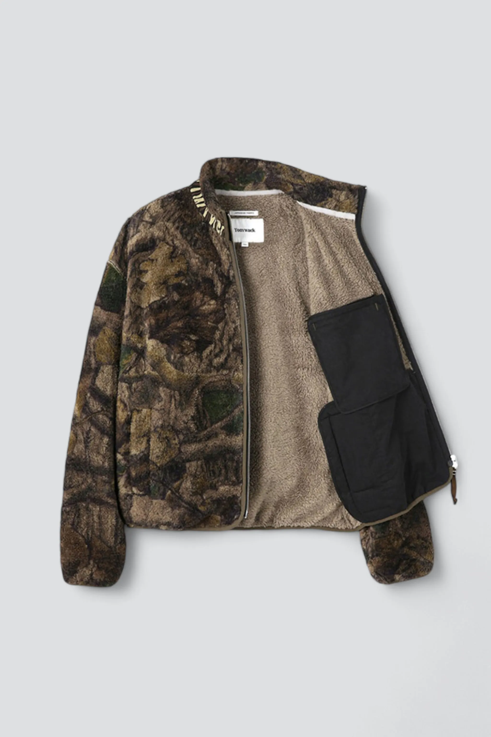 Brown Leaf Camo Printed Fleece Jacket