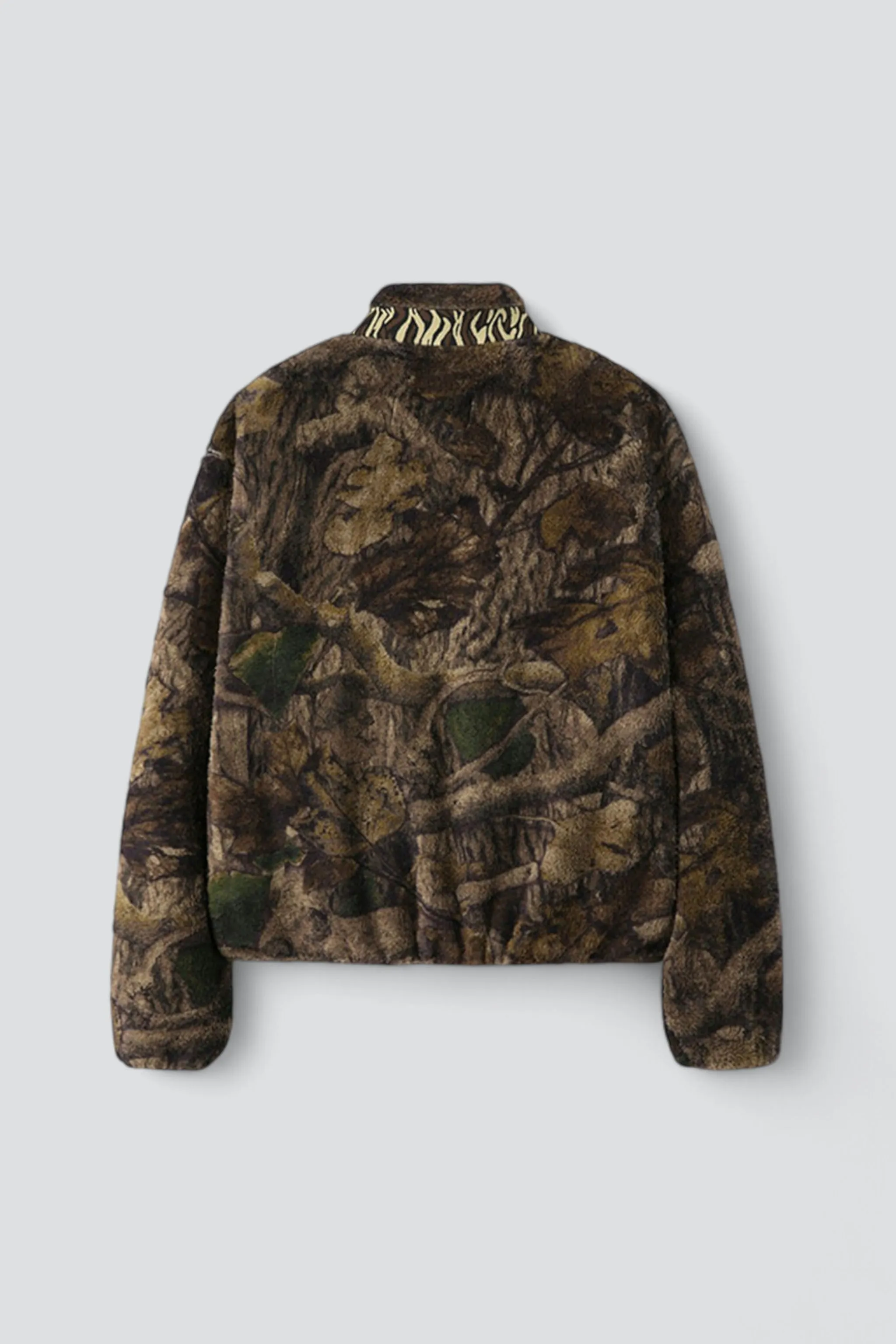 Brown Leaf Camo Printed Fleece Jacket