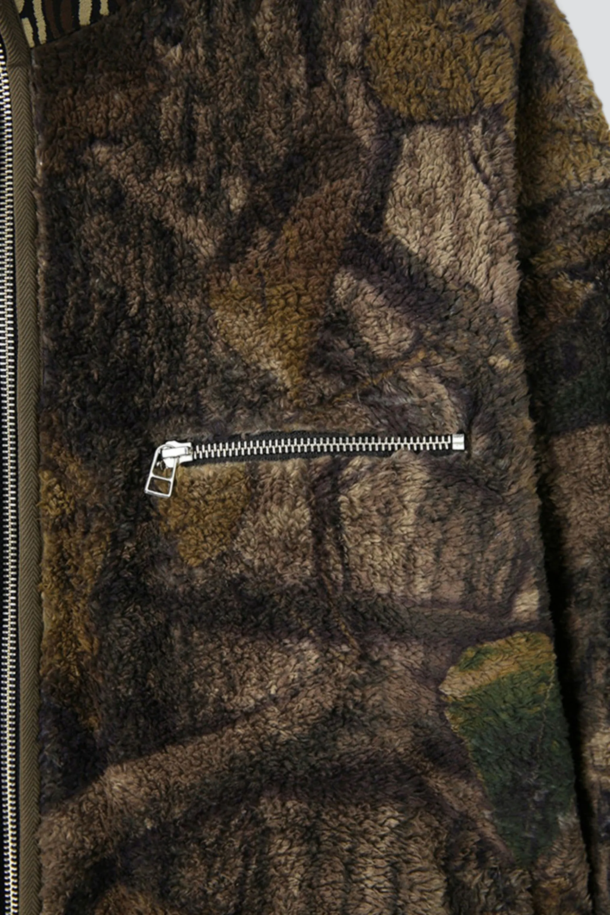 Brown Leaf Camo Printed Fleece Jacket