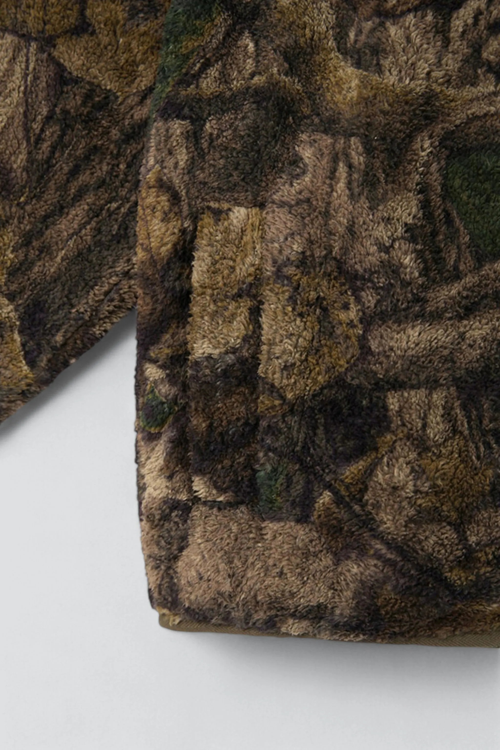 Brown Leaf Camo Printed Fleece Jacket